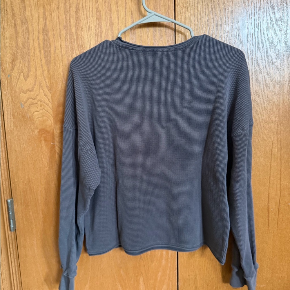 Toad and Co Long Sleeve Waffle Knit Top in Charcoal - Picture 2 of 3